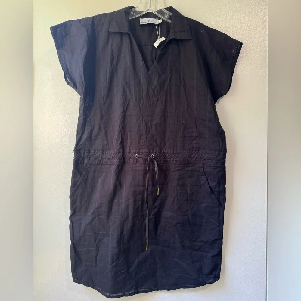 NWOT Never A Wallflower Black Cotton Windowpan Track Dress Sz XS - Picture 3 of 7